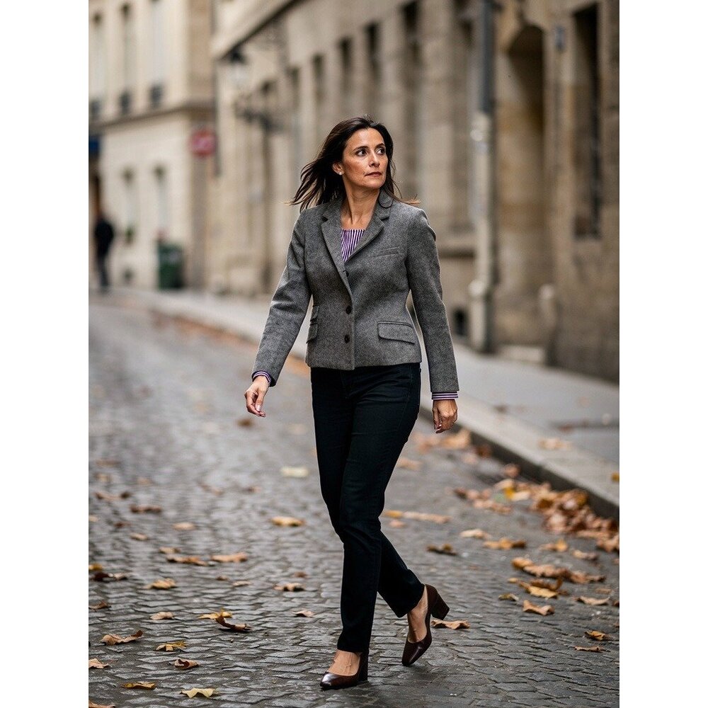 Jack Wills Womens Grey Herringbone Wool Blazer Jacket UK 8 US 4 Tailored Fit Wit